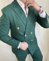 Double Breasted Green 2 Piece Suit