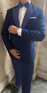 Navy Peak Lapel Tuxedo 2 Piece Suit | Peak Lapel collar | Midnight Blue | Evening Suit | Bond