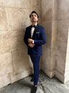 Navy with black Lapel Tuxedo 2 Piece Suit | Black Peak Collar | Midnight Blue | Evening Suit